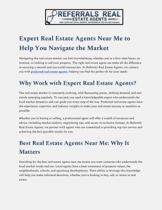 Expert Real Estate Agents Near Me to Help You Navigate the Market