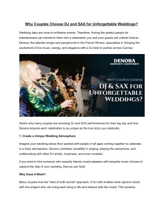 Why Couples Choose DJ and SAX for Unforgettable Weddings?