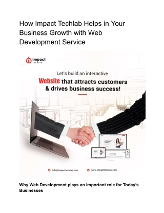 How Impact Techlab Helps in Your Business Growth with Web Development Service
