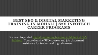 SEO & Digital Marketing Training in Mohali