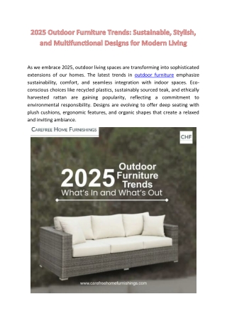 2025 Outdoor Furniture Trends: Sustainable, Stylish, and Functional