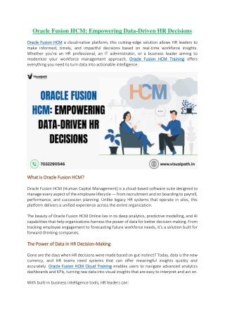 Oracle Fusion HCM Course Online - Oracle Fusion HCM in india