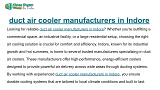 duct air cooler manufacturers in Indore