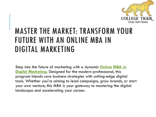 Online MBA in Digital Marketing – Enroll Now!