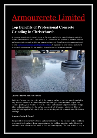Top Benefits of Professional Concrete Grinding in Christchurch