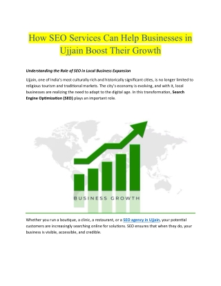 How SEO Services Can Help Businesses in Ujjain Boost Their Growth