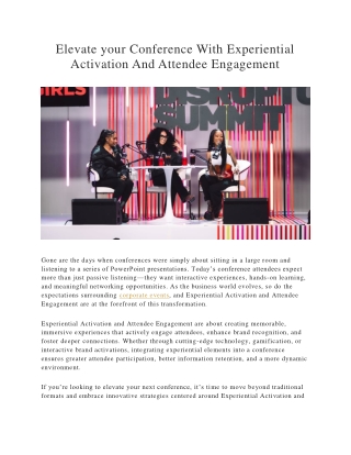 Experiential Activation And Attendee Engagement