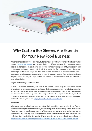 Why Custom Box Sleeves Are Essential for Your New Food Business