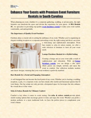 Enhance Your Events with Premium Event Furniture Rentals in South Carolina