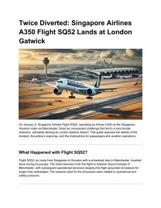 Twice Diverted Singapore Airlines A350 Flight SQ52 Lands at London Gatwick