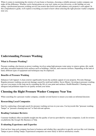 “Choosing the Right Pressure Washer Company Near You”