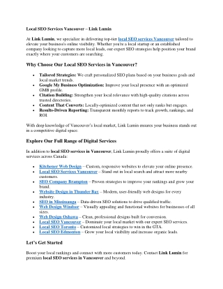 Local SEO Services Vancouver