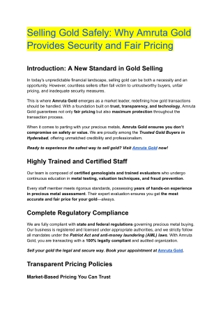 Selling Gold Safely_ Why Amruta Gold Provides Security and Fair Pricing