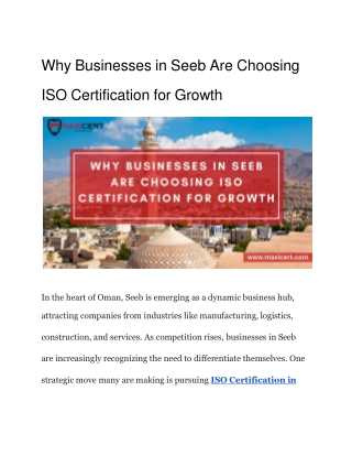 Why Businesses in Seeb Are Choosing ISO Certification for Growth