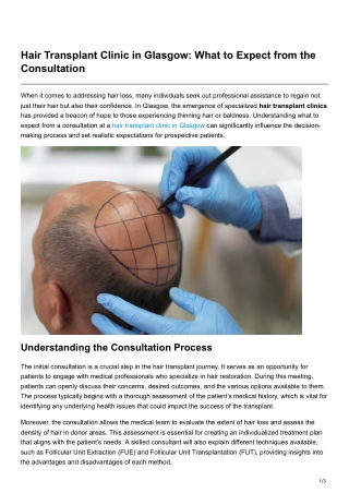 Hair Transplant Clinic in Glasgow What to Expect from the Consultation