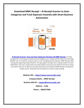 Download MMC Receipt – AI Receipt Scanner to Auto-Categorize and Track Expenses