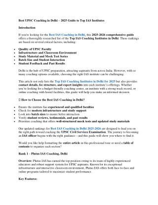 Top 10 Best IAS Coaching in Delhi for UPSC Preparation 2025