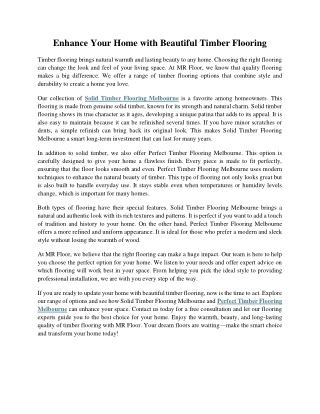 Enhance Your Home with Beautiful Timber Flooring