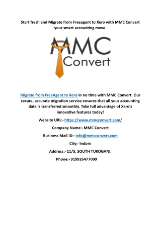 Start fresh and Migrate from Freeagent to Xero with MMC Convert – your smart acc