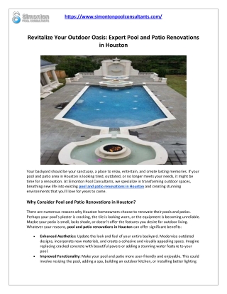 Revitalize Your Outdoor Oasis: Expert Pool and Patio Renovations in Houston