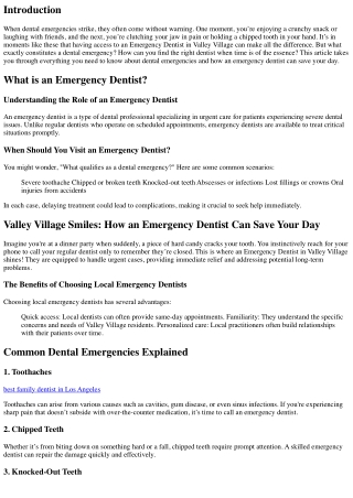 Valley Village Smiles: How an Emergency Dentist Can Save Your Day