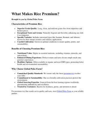 What makes rice premium