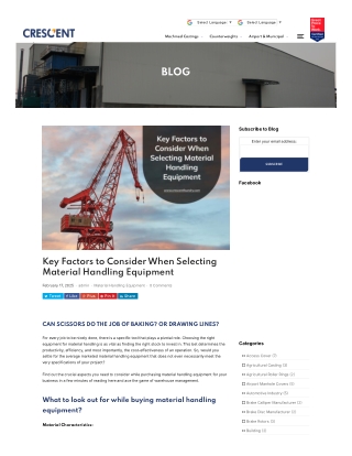 Key Factors to Consider When Selecting Material Handling Equipment