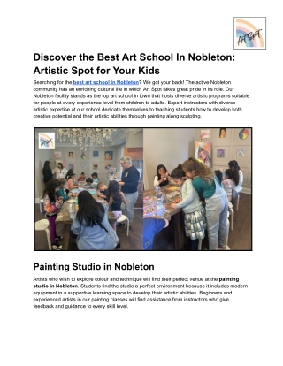 Discover the Best Art School In Nobleton_ Artistic Spot for Your Kids .docx