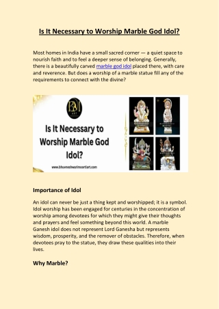 Is It Necessary to Worship Marble God Idol