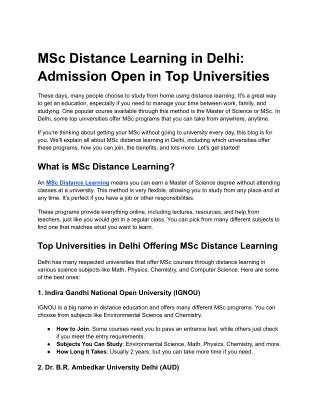MSc Distance Learning in Delhi_ Admission Open in Top Universities