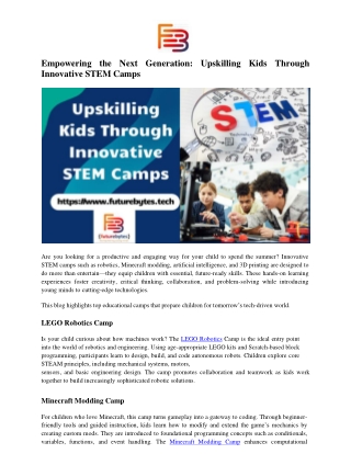 Empowering the Next Generation: Upskilling Kids Through Innovative STEM Camps