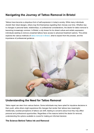 Navigating the Journey of Tattoo Removal in Bristol
