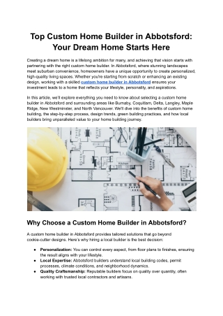 Choosing the Right Custom Home Builder in Abbotsford _Building Dreams into Reality