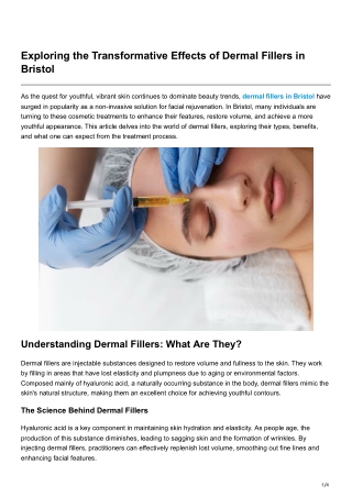 Exploring the Transformative Effects of Dermal Fillers in Bristol