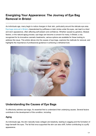 Energizing Your Appearance The Journey of Eye Bag Removal in Bristol