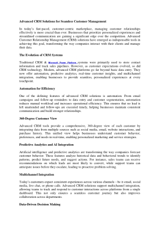 Advanced CRM Solutions for Seamless Customer Management