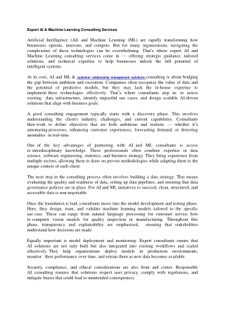 Expert AI & Machine Learning Consulting Services