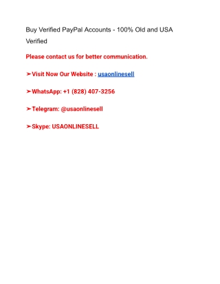 Buy Verified PayPal Accounts - 100% Old and USA Verified