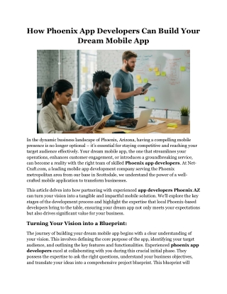 How Phoenix App Developers Can Build Your Dream Mobile App