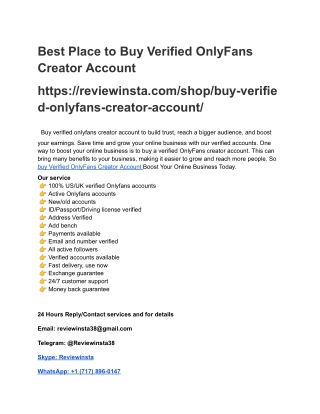 Best Place to Buy Verified OnlyFans Creator Account
