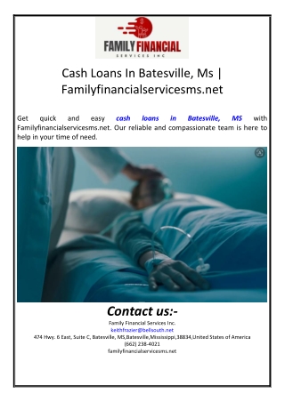 Cash Loans In Batesville, Ms | Familyfinancialservicesms.net