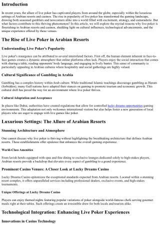 Why Live Poker Is Thriving in Arabian Resorts and Casinos?