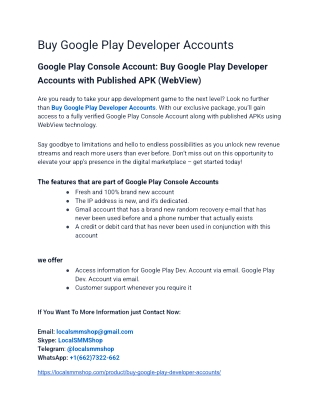 The Best Way To Buy Google Play Developer Accounts In 2025