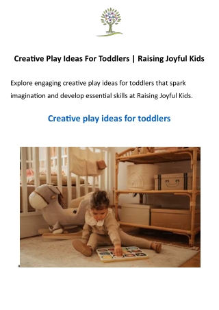 Creative Play Ideas For Toddlers