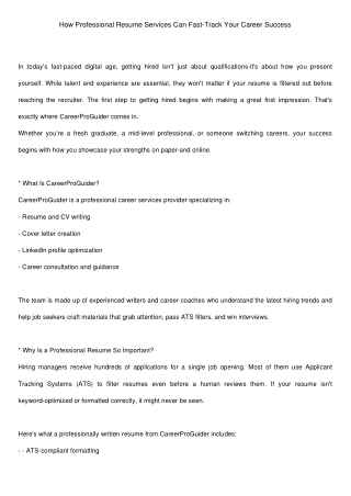 How Professional Resume Services Can Fast-Track Your Career Success