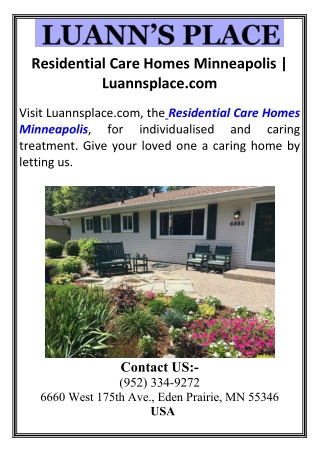 Residential Care Homes Minneapolis  Luannsplace.com