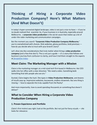 Thinking of Hiring a Corporate Video Production Company? Here’s What Matters