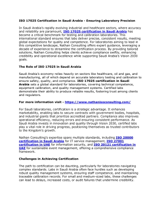 ISO 17025 Certification in Saudi Arabia - Ensuring Laboratory Precision