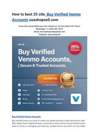 How to best 25 site  Buy Verified Venmo Accounts usashopsell