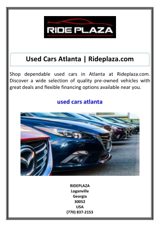 Used Cars Atlanta Rideplaza.com